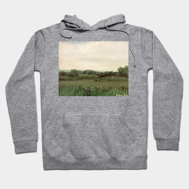 Muted Tone Green Landscape Oil Painting Hoodie by Gallery Digitals